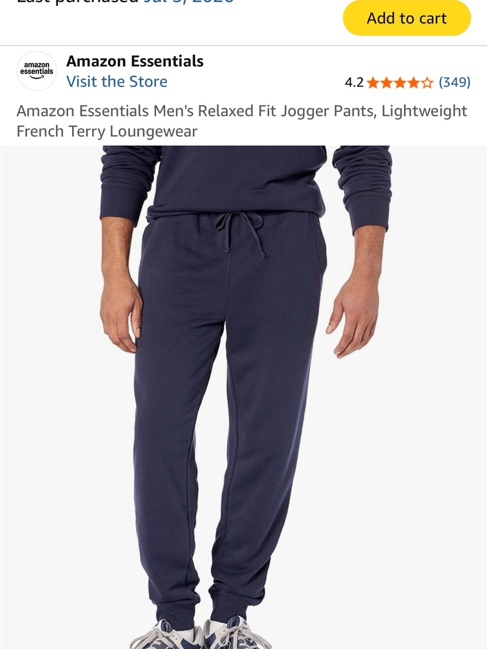 Two Pairs of Amazon Relaxed French Terry Joggers - Navy and Light Gray NWT